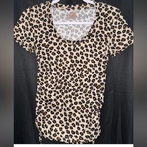 No Boundaries Animal Print Short Sleeve Top cheetah leopard small Y2K